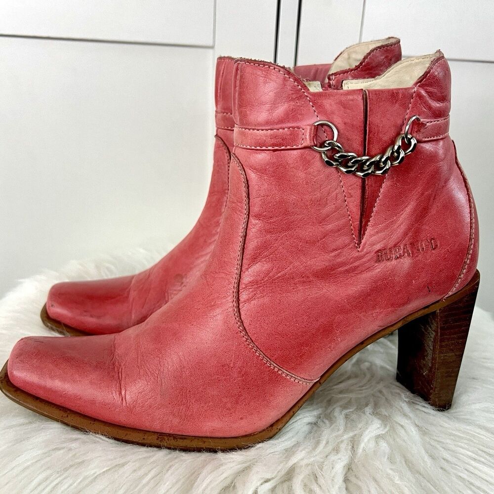Durango Raspberry Red Leather Chained Heeled Ankl… - image 2
